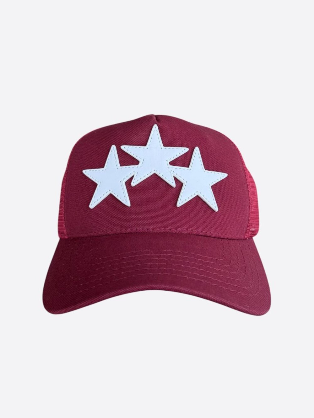 Amiri Burgundy & White Triple Star Trucker Hat